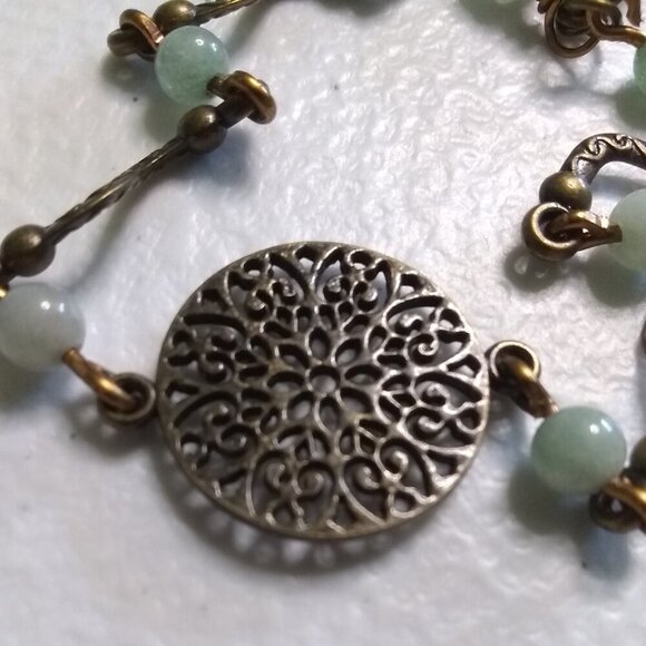 Dainty Slim & Lightweight! Green Aventurine + Bronze Bracelet ~ Utra Feminine! - Picture 4 of 10